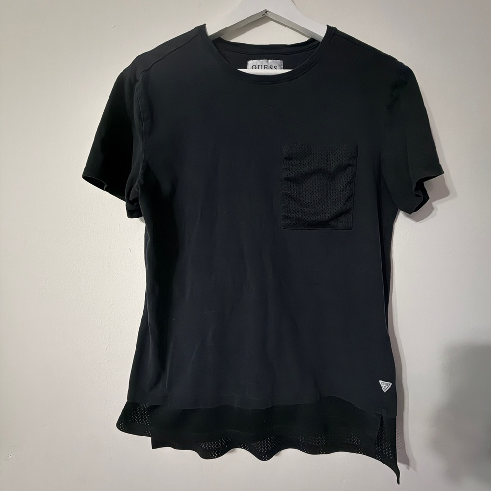 Guess Black Short Sleeve Tee with Mesh Pocket